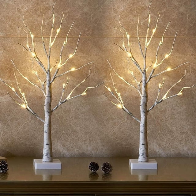 Christmas Decorations FT Lighted Birch Tree Christmas Tree Battery Operated with Timer Holder Tabletop Centerpiece for Home Decor
