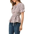 thumbnail image 4 of INSPIRE CHIC Women's Sweet Fruit Crossover V Neck Short Sleeves Ruffle Wrap Blouse, 4 of 6