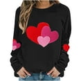 thumbnail image 5 of Craaazy Valentine Shirts for Women Round Neck Love Heart Graphic Loose Long Sleeved Top Gifts, 5 of 5