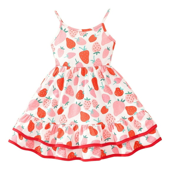 Toddler Girls Cute Dresses Summer Sleeveless Prints Dance Party Fashion Sundress Size 3-4 Years