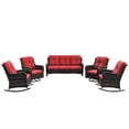 thumbnail image 3 of MeetLeisure 5 Pieces Outdoor Furniture Patio Furniture Set with One 3-Seat Sofa, Two Swivel Rocking Chairs,Two Rocking Chairs, Red, 3 of 14
