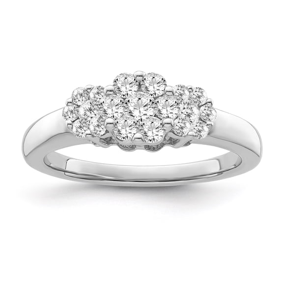 Araiya Fine Jewelry 10K White Gold Diamond Cluster Band Ring (1/2 cttw, I-J Color, I2-I3 Clarity) Size 7