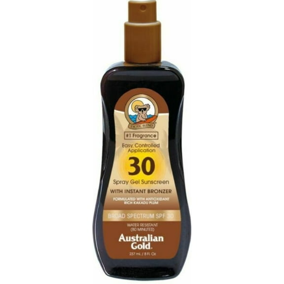 Australian Gold Dark Tanning Accelerator Spray Gel With Bronzer 8 oz (Pack of 3)