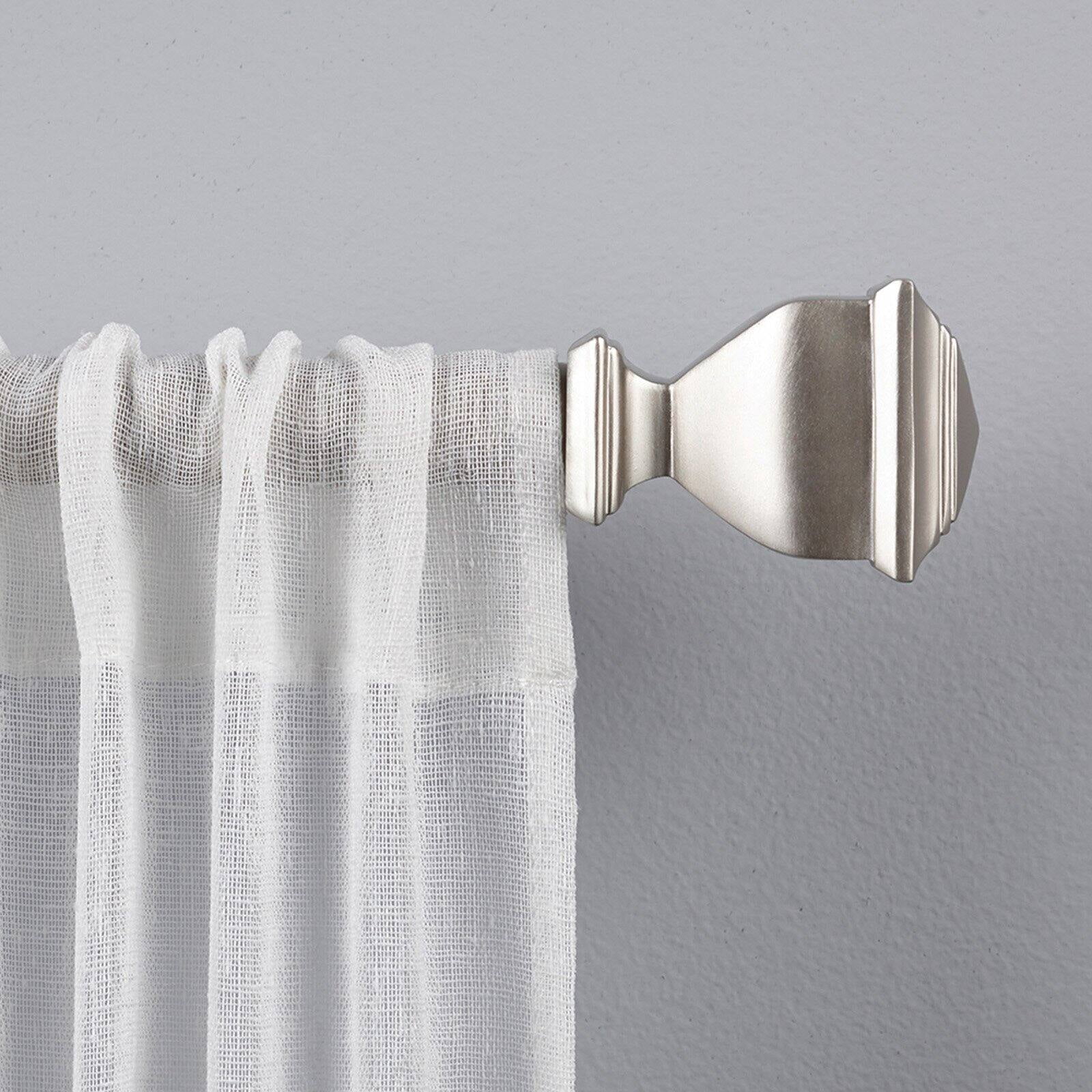 EXCLUSIVE HOME Napoleon 1" Curtain Rod and Coordinating Finial Set, Matte Black, Adjustable 66"-120"