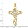 thumbnail image 3 of 14k Yellow with White Rhodium Two-tone Gold Diamond-cut Beaded Trim Infinity Cross Pendant, 3 of 4