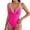☪144-Hot Pink, variant on Women's One Piece 2026 Tummy Control Swimsuits Neon Color Block Swimwear Deep V Neck Slimming Bathing Suit