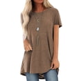 thumbnail image 1 of Qarigey Camisa de mujer con cuello y manga corta en color liso Prendas para la parte del cuerpo Caqui M Qarigey AP001654-17, 1 of 4