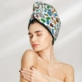 thumbnail image 2 of Yiaed Art Of Livings Print Hair Cap with Button,Coral Fleece Hair Towel Wrap for Women Wet Hair,Quick Dry Turban for Wet Hair Long Thick Hair, 2 of 5