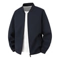 thumbnail image 2 of Domuza Bomber Jackets for Men Casual Trendy Lightweight Windbreaker Zip Up Varsity Jackets Spring Fall Retro Softshell Loose Fit Coat with Pockets - Dark Blue XL, 2 of 4