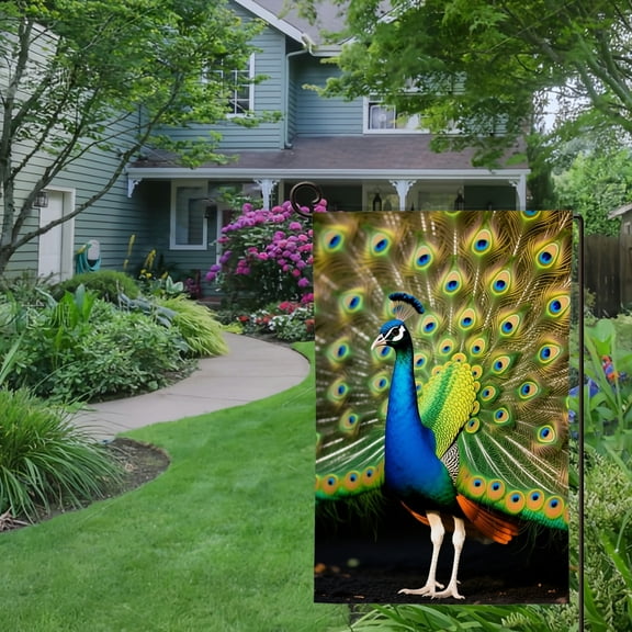 Spring Summer Garden Flag Double Sided beautiful peacock Welcome Yard House Outside Outdoor Decoration,12*18 inch
