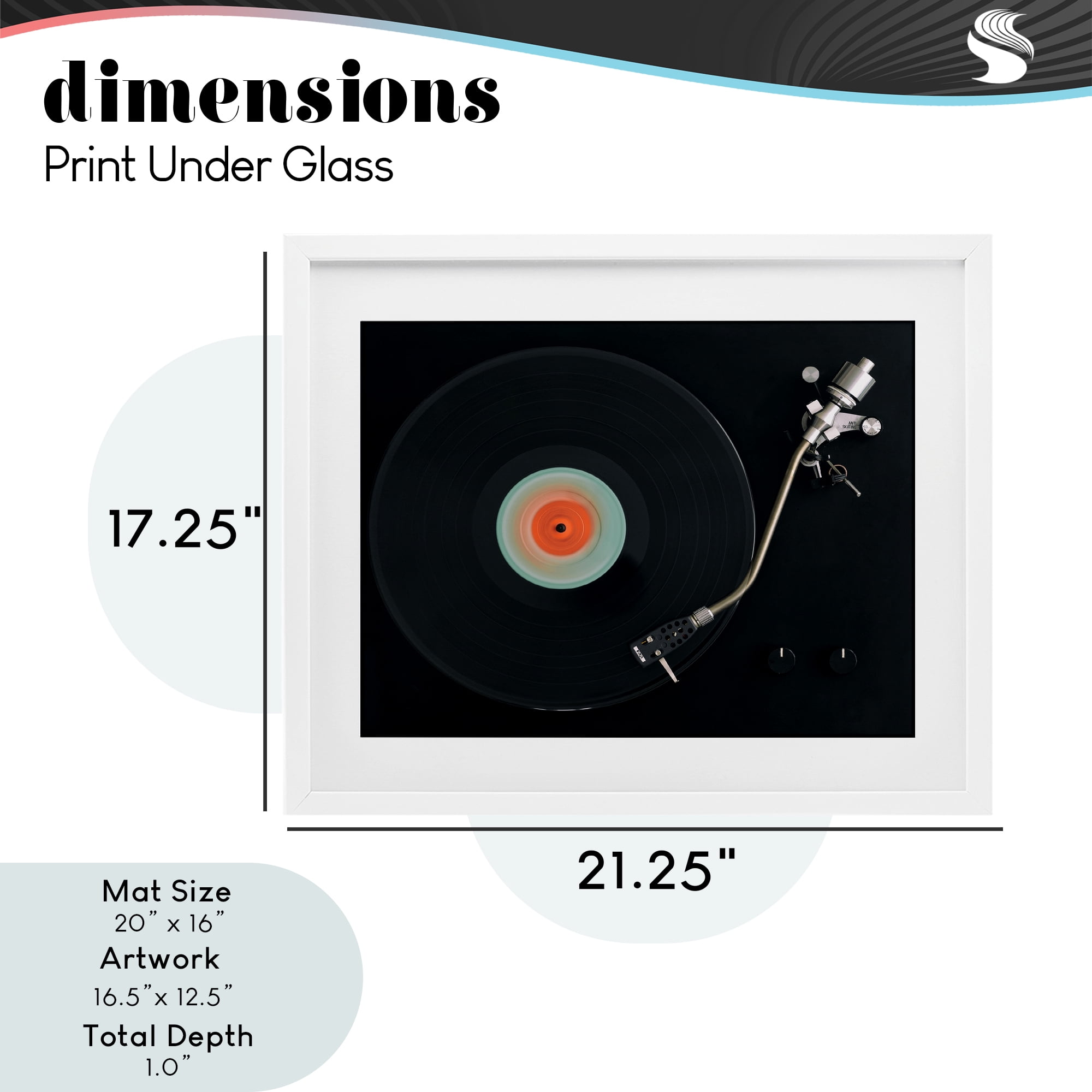 Stupell Industries Vintage Spinning Record White Framed Print Under Glass, design by Tom Quartermaine