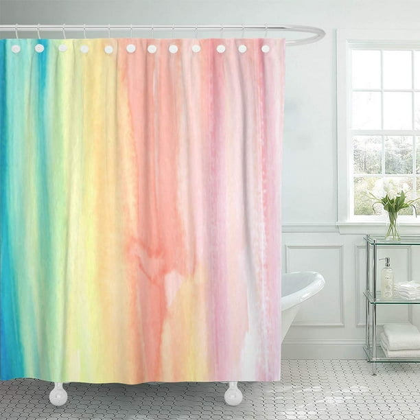 Ksadk Striped Watercolor Colorful, Orange And Green Shower Curtain