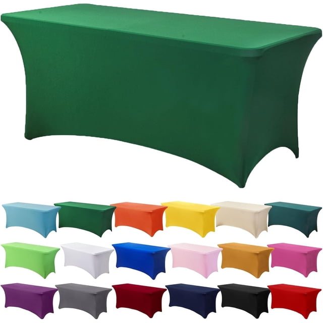 GFDYREE Spandex Tablecloth 6FT Stretch Table Cover Fitted Rectangular Tables, Universal Stretch Patio Table Cloth for Wedding, Banquet, Party and Event(Forest Green, 6FT
