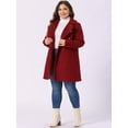 thumbnail image 3 of DARING DIVA Women's Plus Size Turn Down Collar Double Breasted A Line Coat 1X Dark Red, 3 of 6