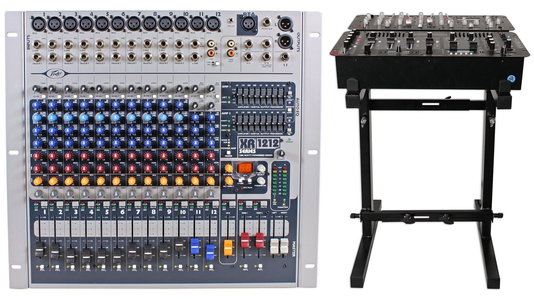 Peavey XR1212 12 Channel Mixer w/ 2 600 Watt Amplifiers XR 1212 XR1212P