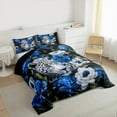 thumbnail image 3 of Manfei Wild Cheetah Full Size Comforter Sets,Jungle Animal Bedding Comforter Set,Blue Country Floral Bedding Sets For Girls Kids,Microfiber Bedroom Decor Reversible,3pcs, 3 of 8