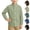 Mint Green, variant on Chiccall Kids Stand Collar Button Up Shirt Solid Color Loose Lightweight Breathable Cotton Everyday Vacation Party Basic Shirts for Boys and Girls