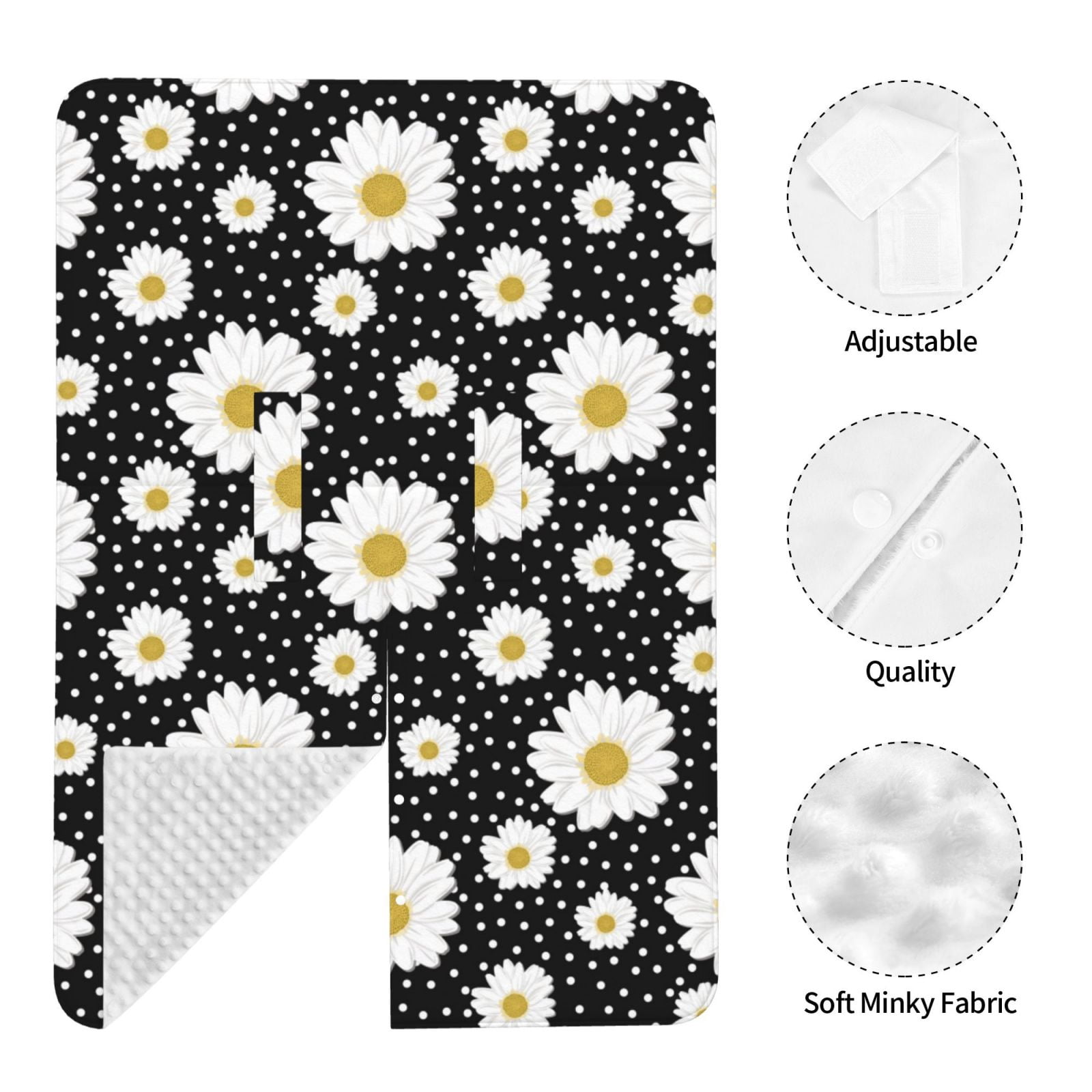 Car Seat Cover Baby - daisy flowers dotted black Breathable Infant Car Seat Cover for Baby Carseat, Lightweight Comfort Baby Essentials Must Haves Newborn Stuff for Girl Boy