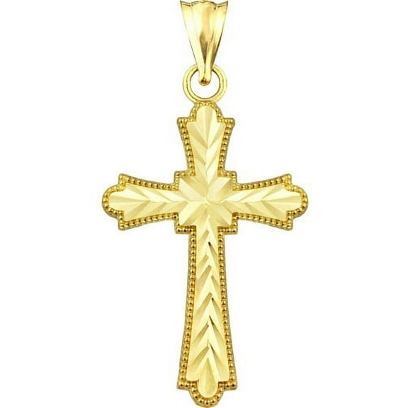 Handcrafted 10kt Gold Diamond-Cut Cross Charm Pendant