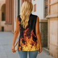 thumbnail image 4 of Psesaysky Sleeveless Blazer with Flame Design Print Lapel Collar Suit Vest for Women Winter Business Casual Outwear with Pockets, Size 4XL, 4 of 6