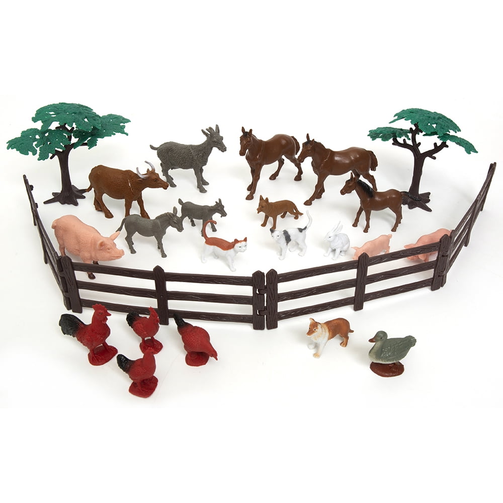 Zoo Troop Big Bucket of Farm Animals – 40-Piece Play Set for Kids Ages 3+ | Farm Life Adventure Collection