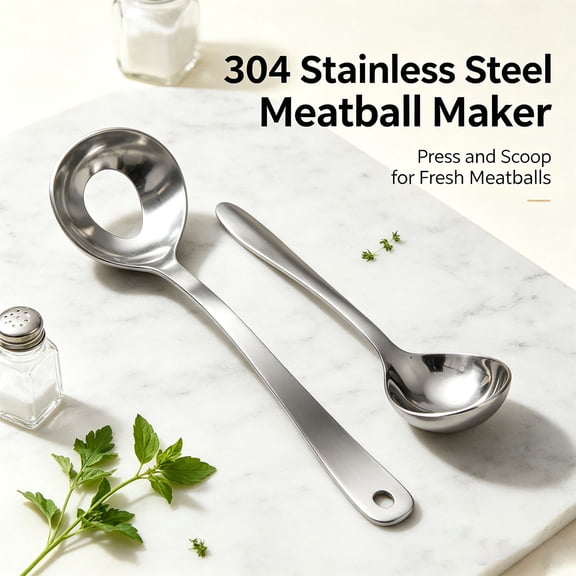 Meatball Scoops, Stainless Steel Scoop, Meatball Spoon, Meatball Maker Scoop, for Meatball Forming Serving Kitchen Cooking, Silver, 25x7cm