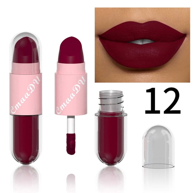 Hot6sl Ofertas y Liquidaciones Lápiz Labial Doble, Hidratante, No Se Desvanece, No Se Pega, Lápiz Labial Mate Doble, 2 Ml + 2 G
