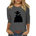 thumbnail image 2 of PEONAVET 3/3028 Length Sleeve Womens Tops, Women's 3/4 Sleeve Western Style Printed Casual T-shirt, 2 of 4