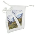 thumbnail image 2 of Landscape Fabric Pouch Set of 2, European Mountains Spring Season Flourishing Nature Green Themed Photography, Drawstring Bag for Toiletries Masks and Favors, 9" x 6", Green and Grey, by Ambesonne, 2 of 2