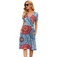 thumbnail image 3 of Women's Summer Sundress Casual Short Sleeve V-Neck Short Party Dress with Pockets, 3 of 5