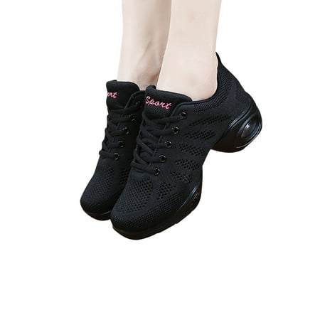 

Lacyhop Ladies Performance Breathable Jazz Shoe Non-Slip Low Top Modern Shoes Comfort Round Toe Black 5.5