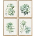 thumbnail image 3 of PixonSign&nbsp;Framed Pastel Echeveria Cactus Succulent Wall Art, Set of 4 Nature Wilderness Prints, Botanical Floral Plant Wall Décor, Rustic Artwork for Living Room, Bedroom - 12"x16" Natural, 3 of 5