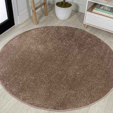 JONATHAN Y SEU100J-5R Haze Solid Low-Pile Brown 5' Round Area Rug, Coastal Bohemian, Pet Friendly, Stain Resistant, Easy to Clean, for Living Room; Kitchen, Bedroom