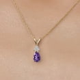 thumbnail image 3 of Gem Stone King 14K Yellow Gold Purple Amethyst and White Lab Grown Diamond Pendant Necklace for Women | 0.70 Cttw | Gemstone February Birthstone | Pear Shape 7X5MM | With 18 inch Chain, 3 of 6