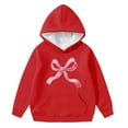 thumbnail image 4 of dazeni Girl's Oversized Bow Hoodies 3-15 Years Long Sleeve Pullover Tops Preppy Cute Sweatshirts Hoodies with Pocket, 4 of 6