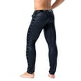 thumbnail image 2 of CENL Mens Faux PU Leather Skinny Slim Fit Straight Leg Trousers Leggings Biker Pants, 2 of 9