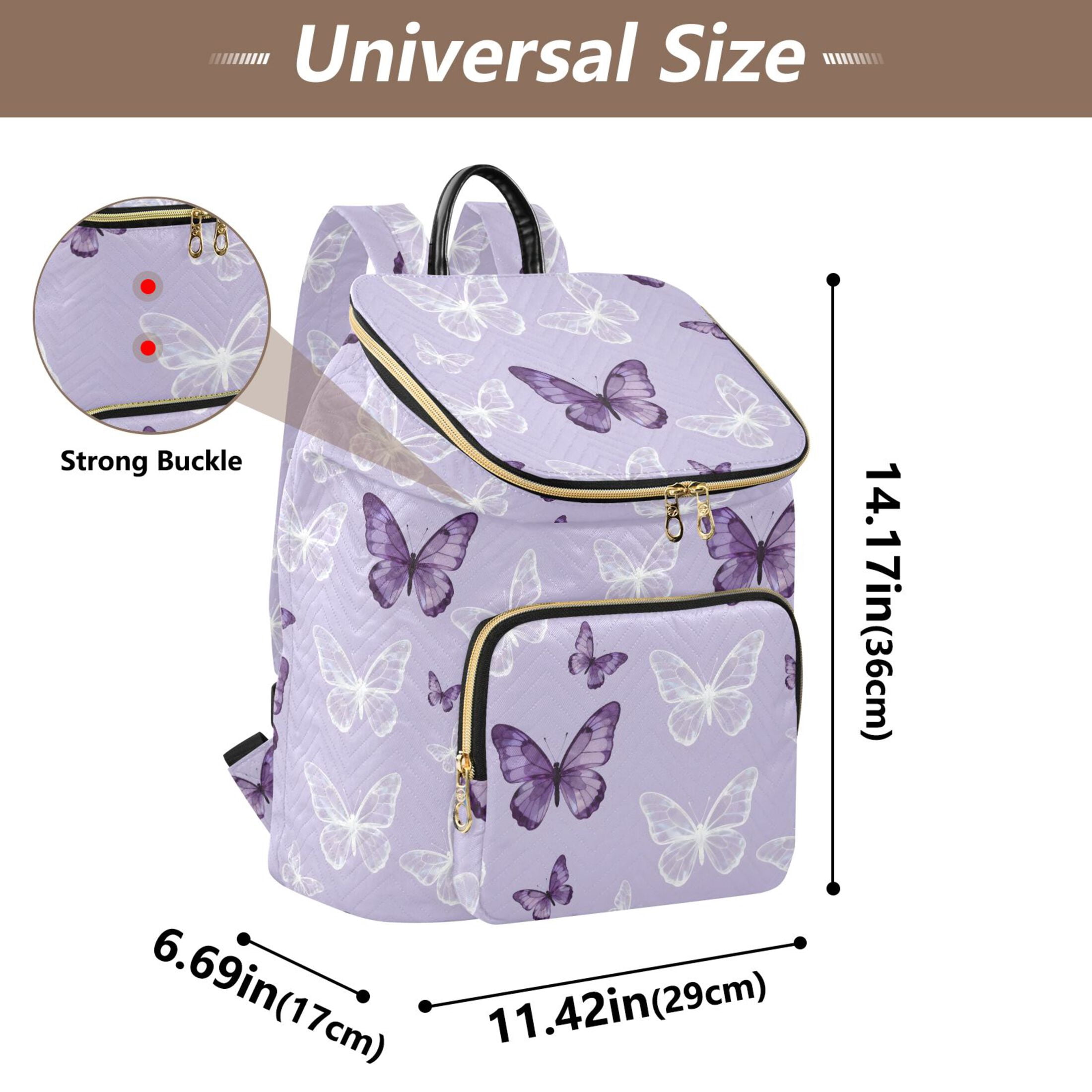ALAZA Butterfly Purple Travel Backpack Laptop Bag Large Capacity Daypack