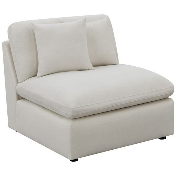 Benjara Jane 38" Sectional Armless Chair- Plush Cushioned Back- Off White