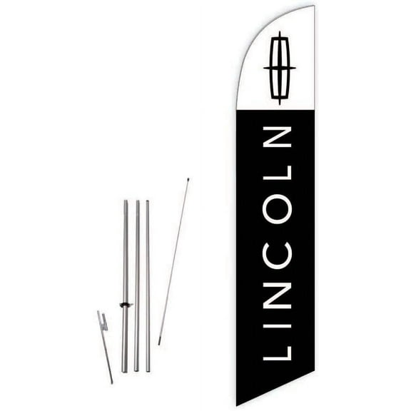 Cobb Promo Lincoln Black Feather Flag with Complete 15ft Pole kit and Ground Spike