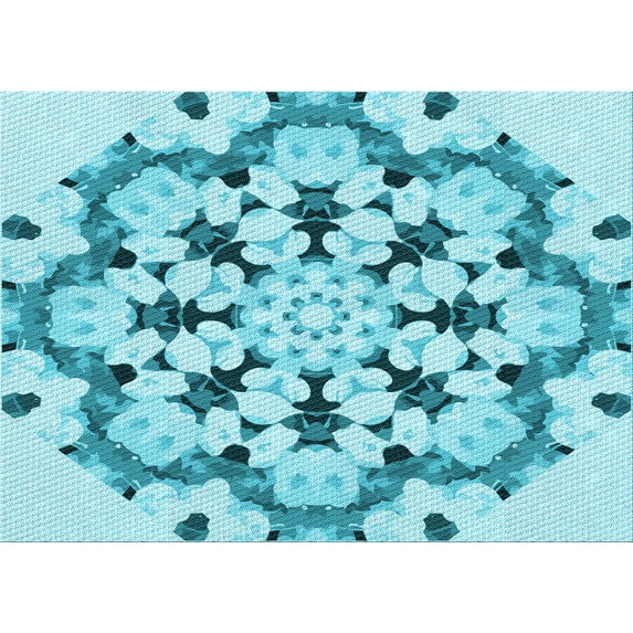 Ahgly Company Machine Washable Indoor Rectangle Transitional Tron Blue Area Rugs, 8' x 10'