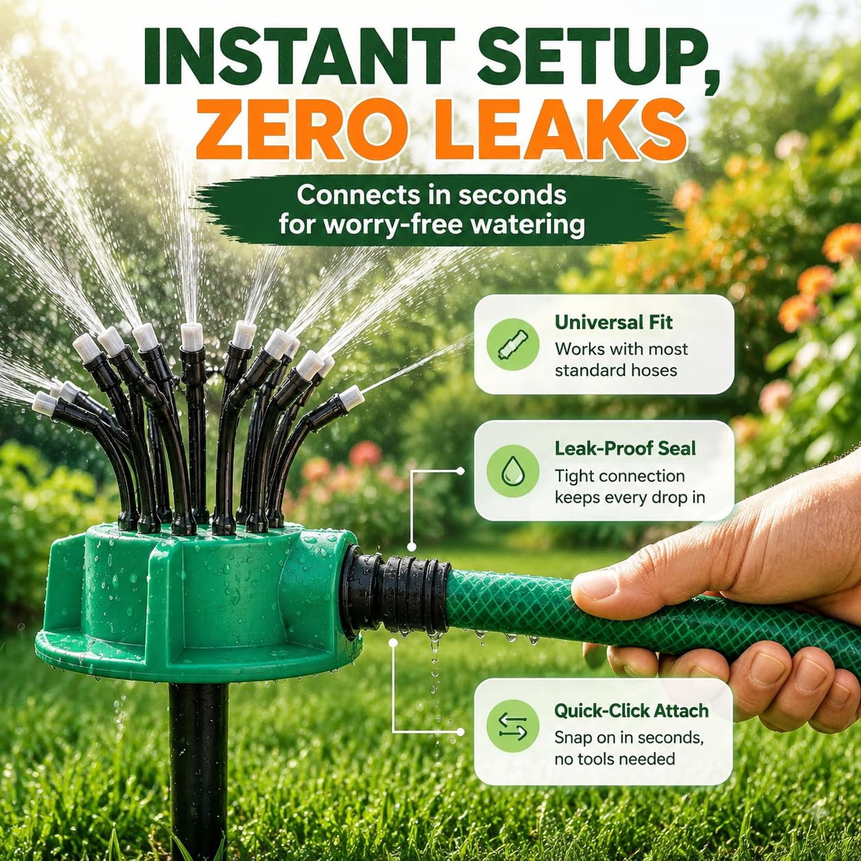 EVHRZN 360°Multi-Directional Lawn Sprinkler, Stable Rotating Garden Watering Tool with Flexible Spray Nozzles, Roof Cooling Sprinkler for Yard, Backyard, Flowers, Grass, and Outdoor Summer Play