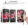 thumbnail image 5 of Multifunctional Wallet Case For Samsung Galaxy Note 20 Ultra with RFID Blocking Card Slots,Detachable Purse PU Leather Magnetic Snap Hand Strap Zipper Pocket Cute Flower Case with Carabiners,Black, 5 of 13