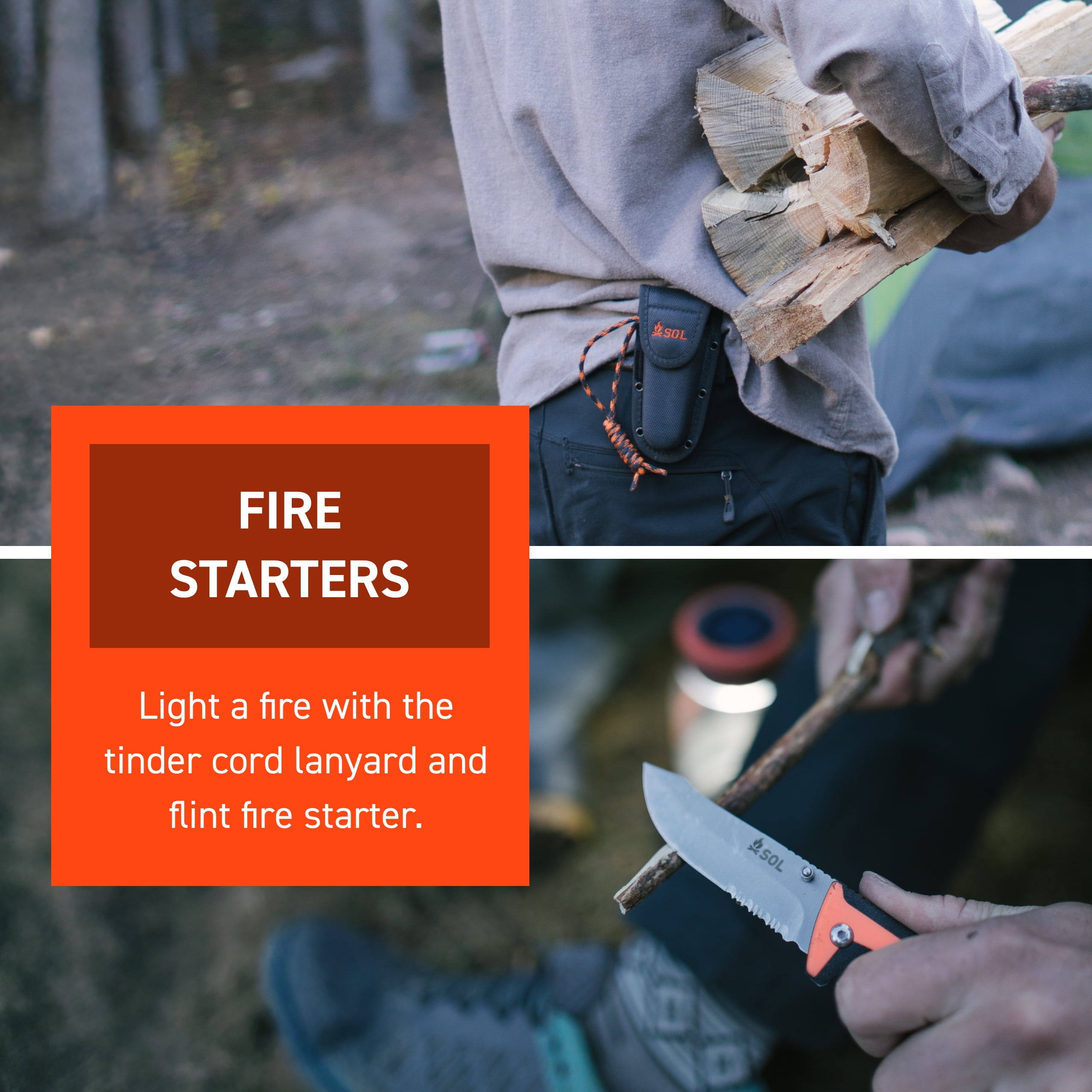 Survive Outdoors Longer Survival Stoke Folding Knife and Tinder Cord