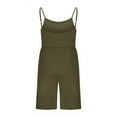 thumbnail image 5 of Lenpel Rompers for Women Summer Casual Sleeveless Square Neck Spaghetti Strap Jumpsuits Loose Short Overalls with Pockets, 5 of 6