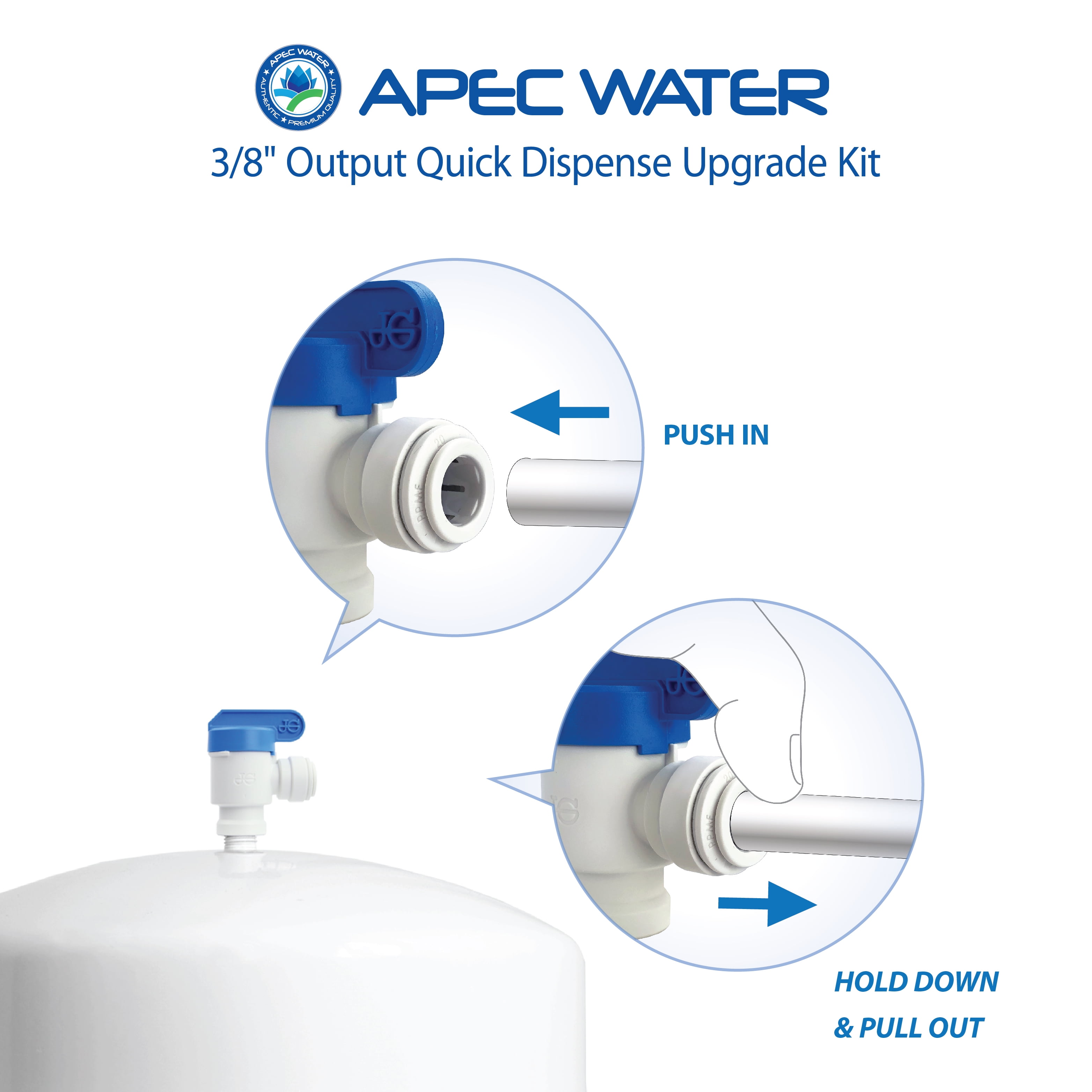 APEC 3-8-OUTPUT-KIT 3/8" Output Quick Dispense Upgrade Kit for Under-sink Reverse Osmosis Water Filter System