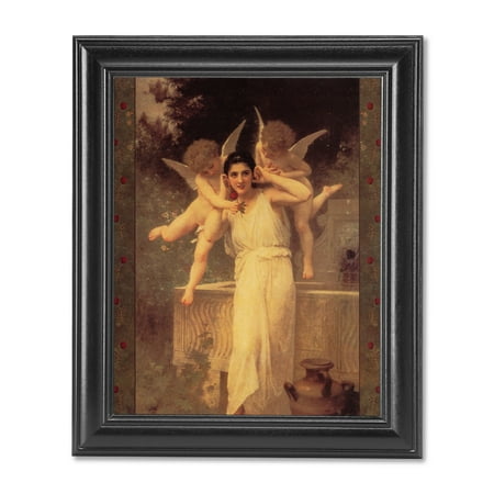 Victorian Rose Frame - Victorian L�Innocence Lady and Cherubs with Rose Wall Picture Black Framed