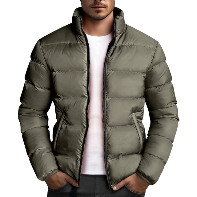 Mens Fleece Jacket, Solid Color Pocket Jacket with Warm Fleece Lining