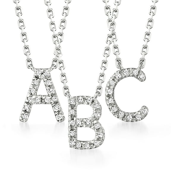 Pure Collection by Ross-Simons Diamond-Accented Initial Necklace in Sterling Silver, Women's, Adult