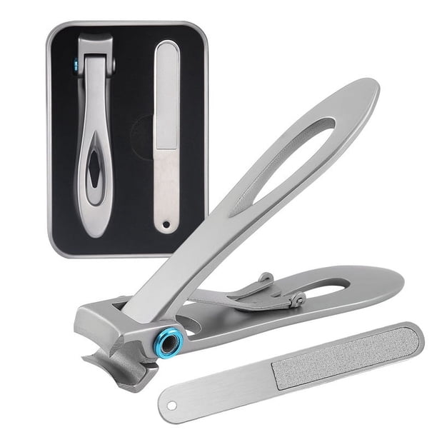 Cortaúñas para uñas gruesas, cortaúñas de apertura extra ancha para uñas duras, cortaúñas de acero inoxidable con 3 piezas de lima de uñas para uñas grandes de personas mayores, hombres y mujeres