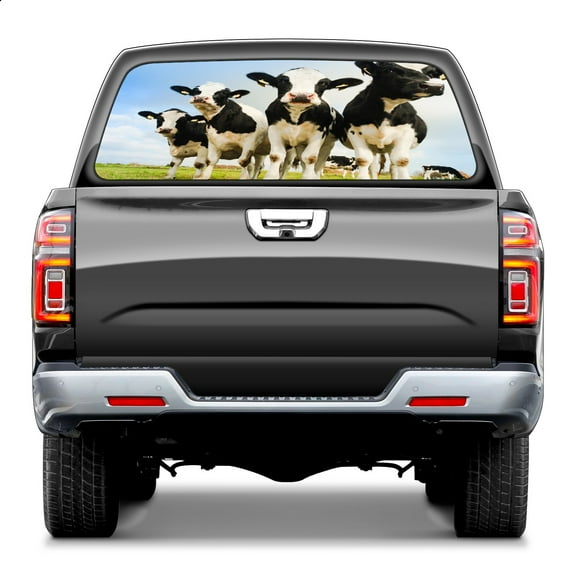 Cute Farm Cow Rear Window Decals for Trucks- Pickup Car Window Stickers Decal- Truck Back Window Tint Decal Graphic Perforated Vinyl Truck Stickers 66" X 22"